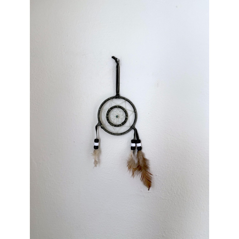 Small Dream Catcher, Handmade Boho Native Wall Hanging, Spiritual Protection - Picture 4 of 6